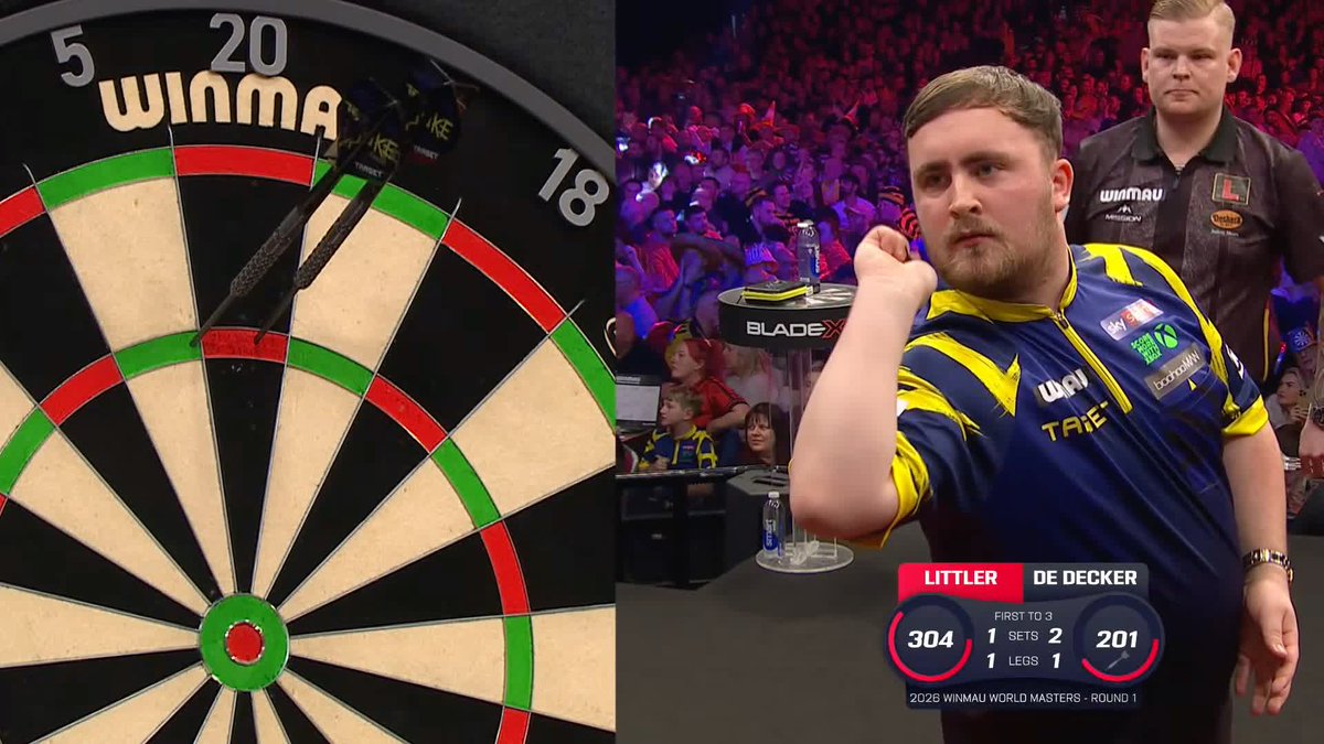 LITTLER HANGS ON AND LEVELS! Unbelievable drama 🤯 Mike De Decker misses a match dart - and Luke Littler strikes to bring the contest to 2-2! 📺 #WinmauWorldMasters