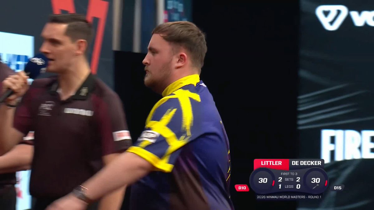 LITTLER EDGES THROUGH! Luke Littler comes back from 2-1 down to edge past Mike De Decker 3-2, after surviving a match dart in the previous set ☢️ The World Champion will face Ross Smith in the last 16! 📺 #WinmauWorldMasters