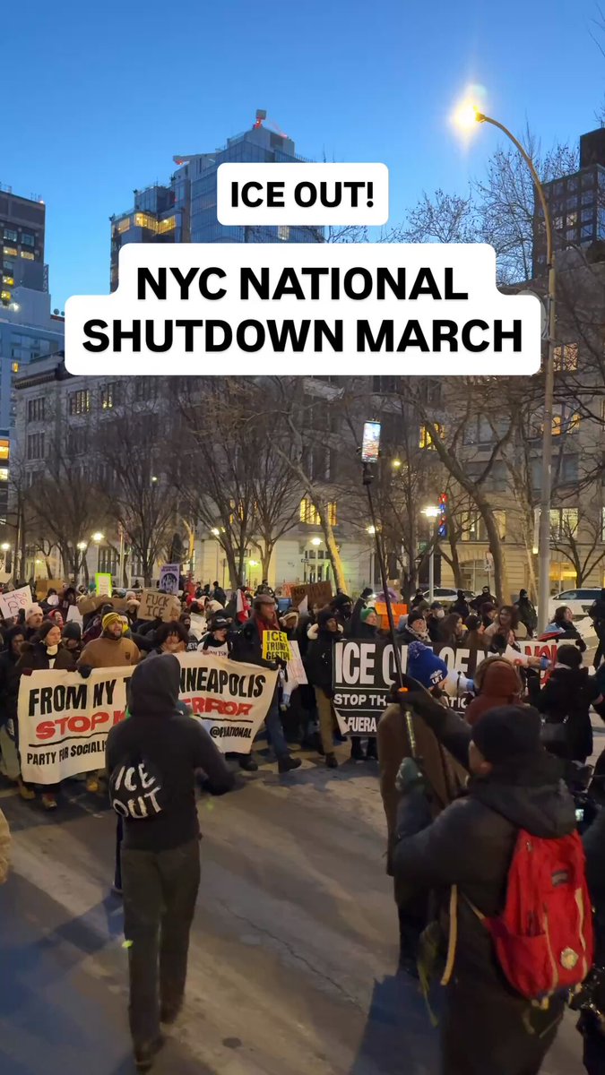 BREAKING: 25k New Yorkers are in the streets, joining the whole country in massive walkouts and marches for today’s national shutdown. Minnesota showed us the way and now every city rises up! ICE OUT NOW!
