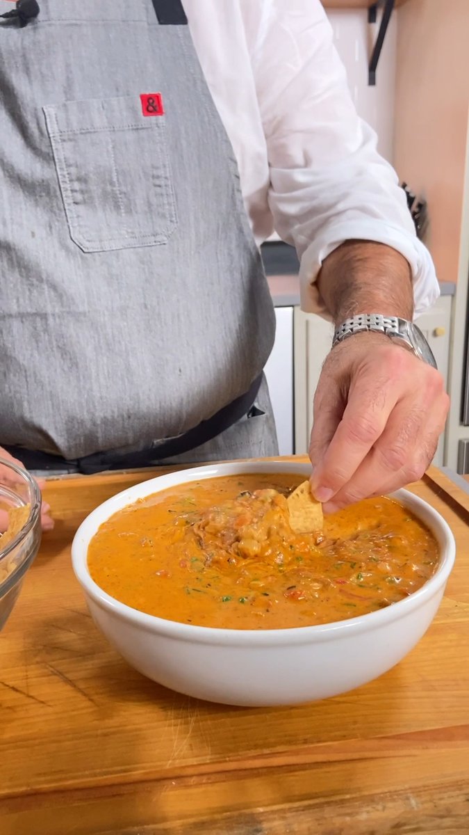 Put the Velveeta down. Queso deserves better. It’s a classic crowd-pleaser, the perfect appetizer, and an essential part of any Super Bowl spread. All the familiar flavors are here, just turned up a notch: fresh chorizo, real cheddar and flame-kissed hot peppers, and a little help from my Badia Spices Mexican Fiesta blend and trusty Shun Cutlery knives. This is the kind of dip that guarantees someone is wiping the bowl clean with the last chip. I know this because I’ve been that someone. Want the full recipe? Check out What secret ingredient do you add to your queso?