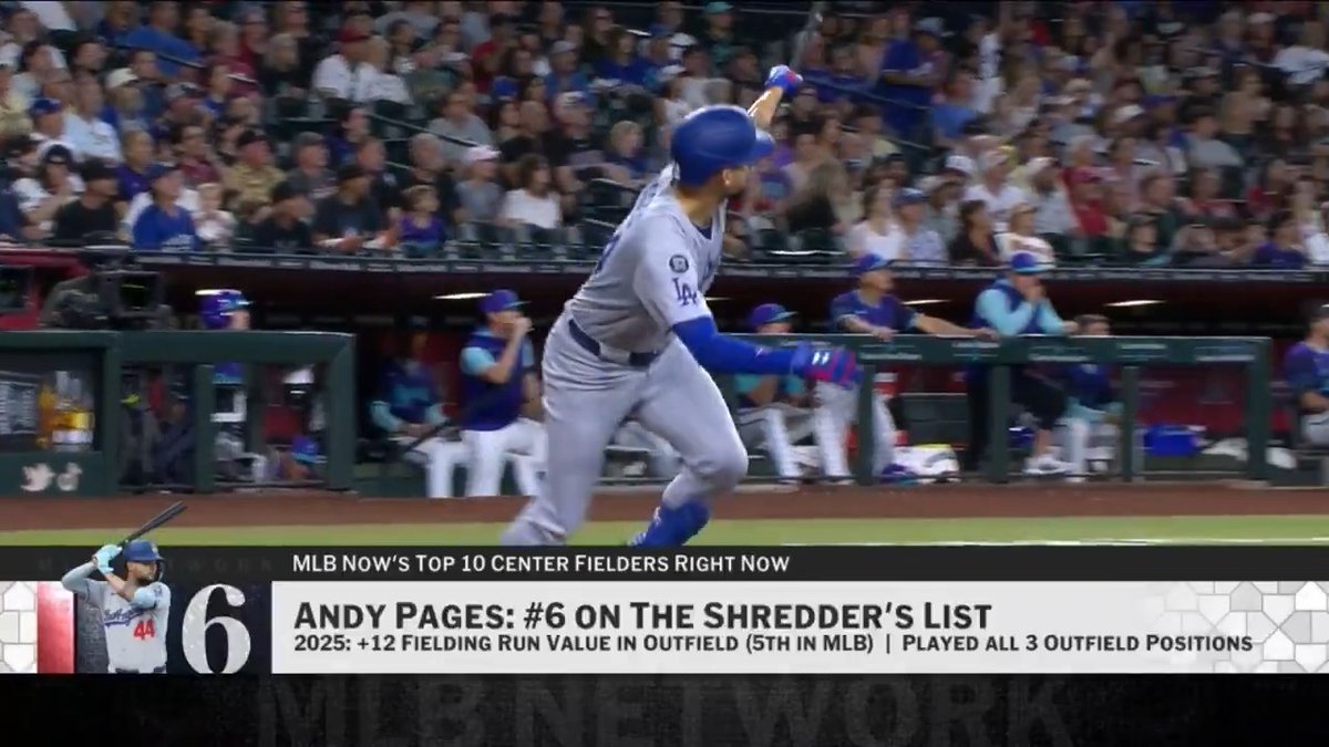 Andy Pages is the No. 6 center fielder on MLB Now's #Top10RightNow.