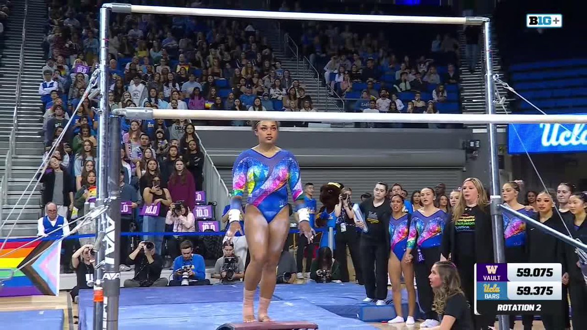 Come for the career-high 9.925 on bars by Sydney Barros, stay for the Janelle McDonald pirouette celebration! 📺: B1G+ #GoBruins