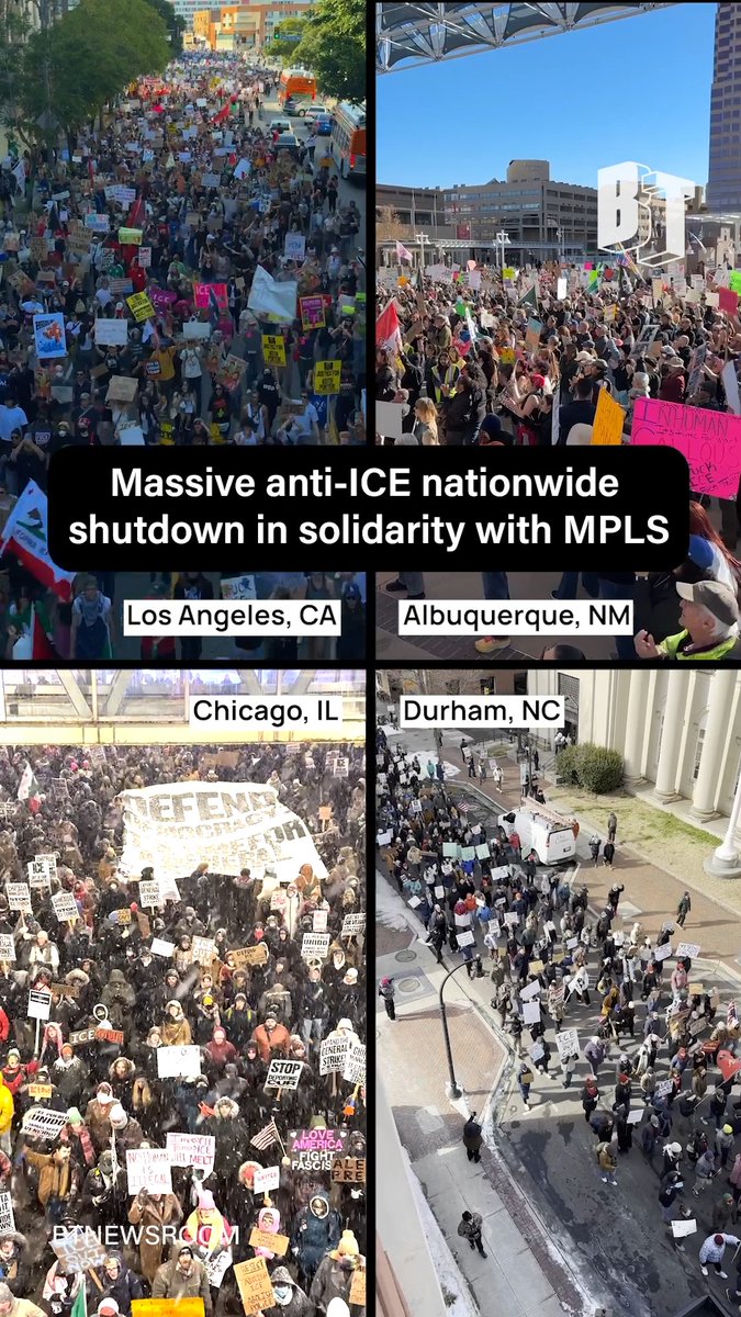 TODAY: Massive anti-ICE demonstrations and student walkouts across the country took place as part of the nationwide shutdown in solidarity with Minneapolis. Growing calls for an expanded strike began earlier this week in the wake of Saturday's killing of Alex Pretti by CBP.