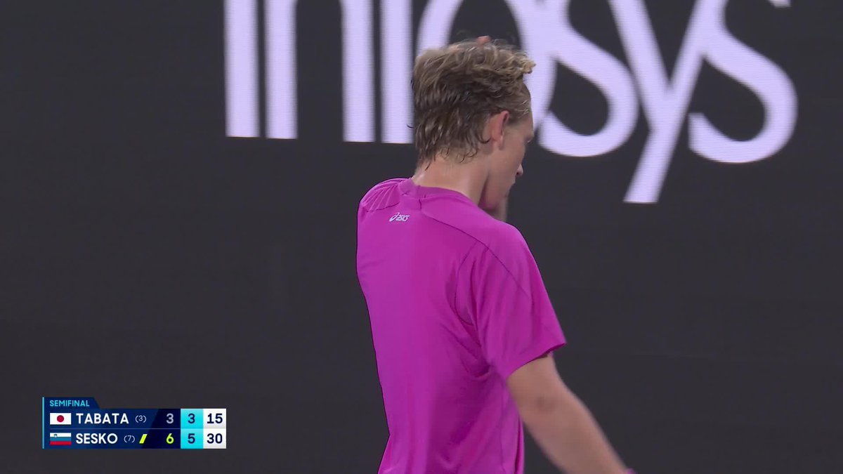 First Slovenian to reach a Grand Slam boys' singles final - Ziga Sesko advances with a clinical 6-3 6-3 win over Tabata.