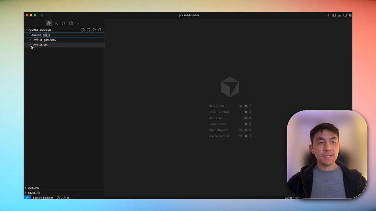 Want to vibe code games for iOS easily? Steal this workflow. > Love2D engine > 2 agent skills > Write once; works everywhere (mac + simulator + device) > No need to open Xcode I used Claude Code Kimi K2.5, but works with Opus 4.5 / GPT 5.2, etc. FULL step-by-step video 👇