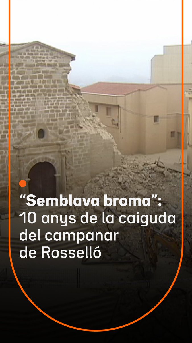 “Em pensava que era una broma.” Fa 10 anys que es va desplomar el campanar de Rosselló, al Segrià, però els veïns ho recorden com si fos ahir. L’Ajuntament en reclama la construcció: “Tot el poble el troba a faltar”