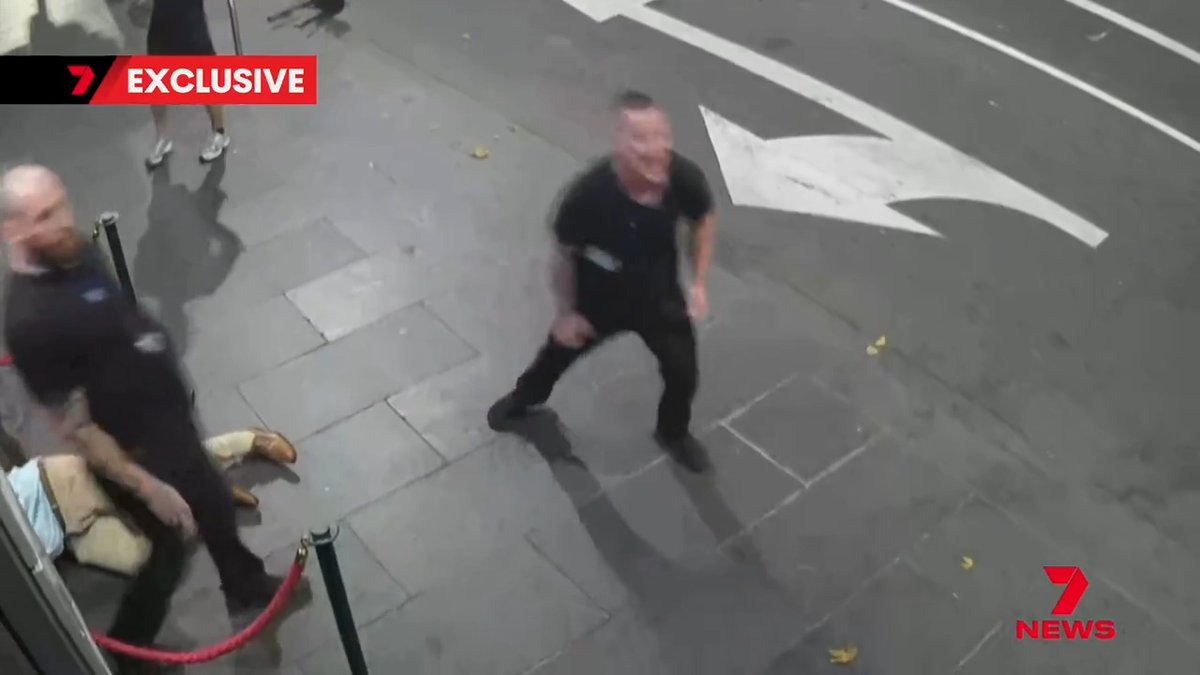 Two men are worse for wear after a big night on a notorious Melbourne strip. They were kicked out of a gentlemen's club, and that's when the real trouble started, with one of the men hurling a chair in a bizarre fight with bouncers.