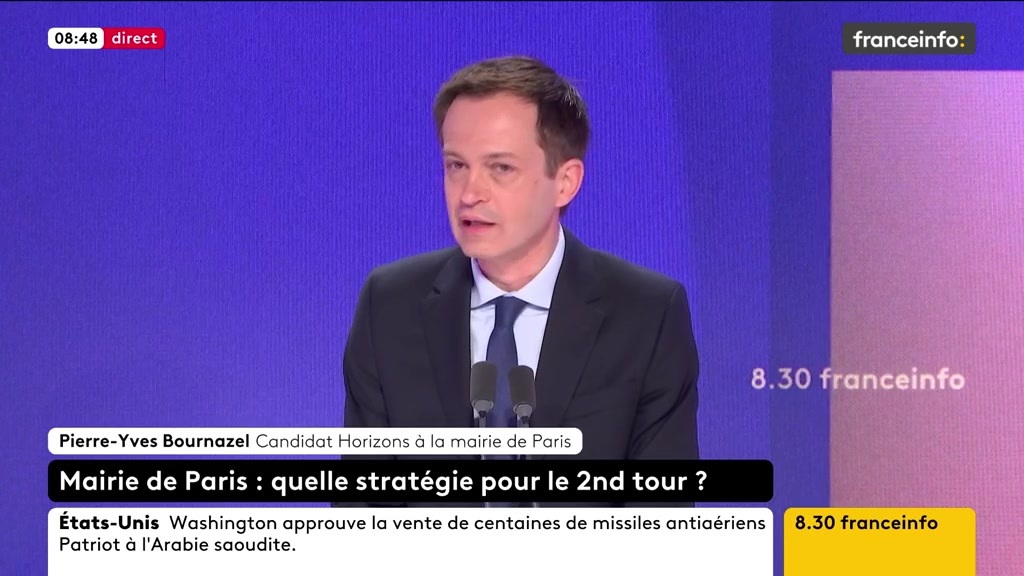 Municipales à Paris : "Il y a un sujet tabou dans cette campagne", soulève le candidat Horizons, Pierre Yves Bournazel : le renvoi devant le tribunal correctionnel de Rachida Dati en septembre. Si elle est condamnée à une peine d'inéligibilité, "que se passerait-il ?".