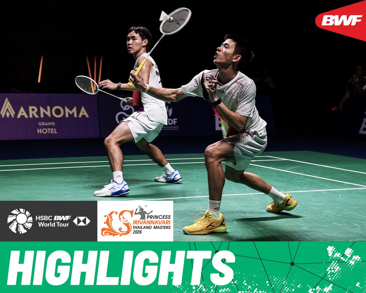 Young pairs Hu/Lin ๐จ๐ณ and Indra/Joaquin ๐ฎ๐ฉ clash for a spot in the final. #BWFWorldTour #ThailandMasters2026