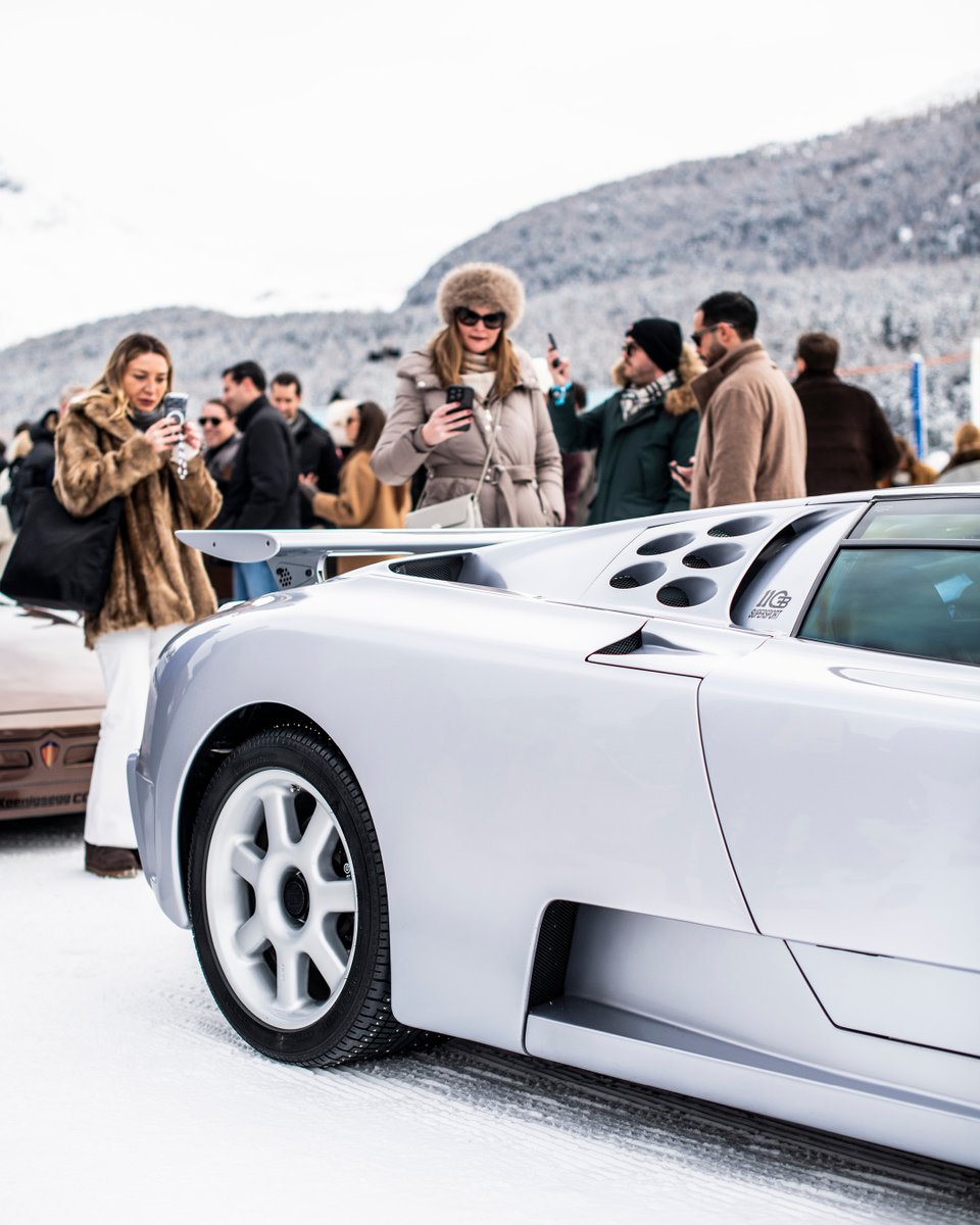 A century of performance, driven on ice. BUGATTI legends and icons took to the frozen lake of St. Moritz. #BUGATTI #THEICE – WLTP: