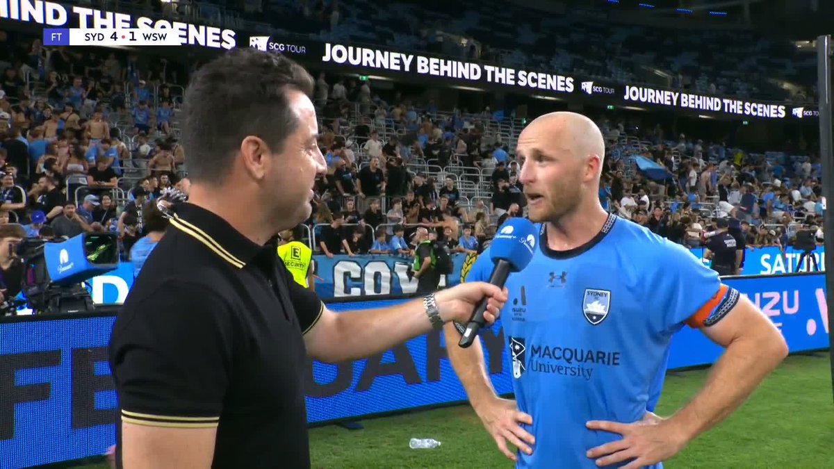 "Brave words to come out and show up like that" 😳 Sydney FC captain does not hold back when speaking about words spoken by his cross-town rivals in the lead up to the #SydneyDerby 🤯 Watch the full match replay and highlights of #SYDvWSW on Paramount+ 🍿