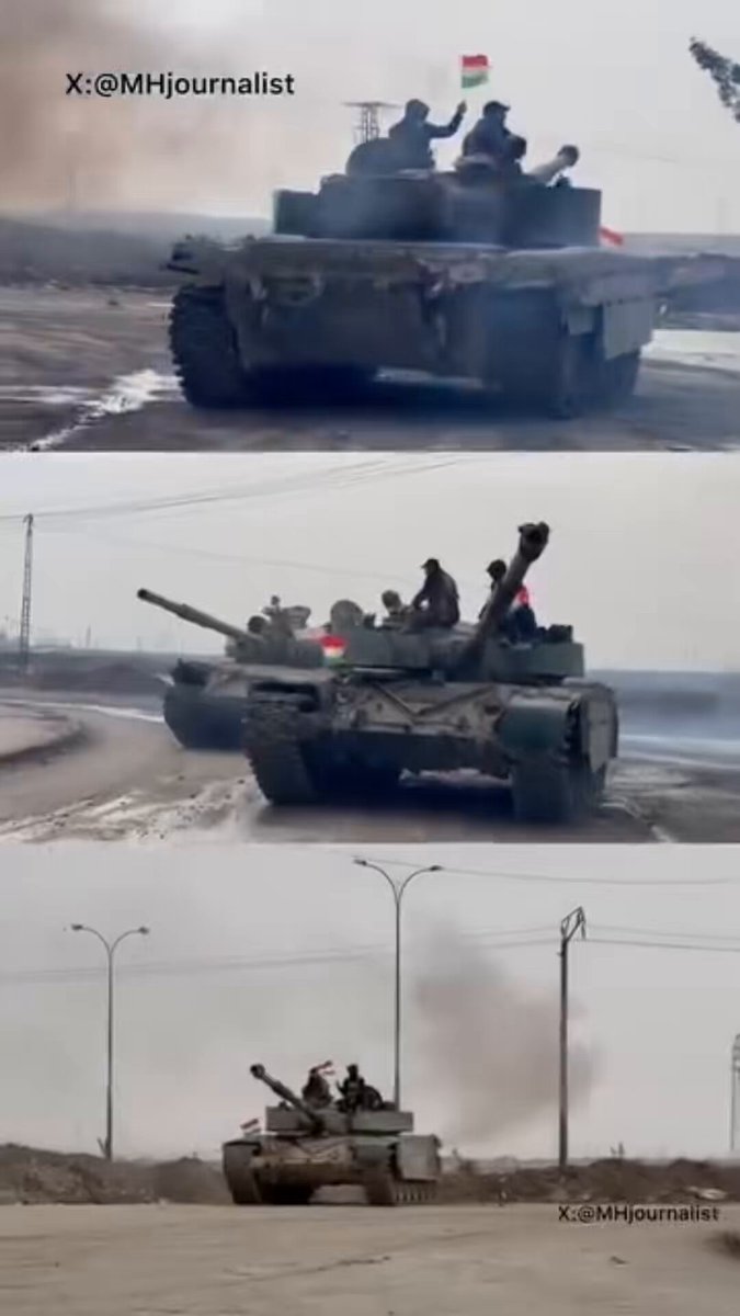 #هنا_روچاڤا قواتنا الكوردستانية تمرح بالدبابات المزّينة بالاعلام الكوردية بالحسكة بعد انسحاب خنازير الجولاني من محيطها صاغرين. Bijî Bijî YPG❤️‍🔥