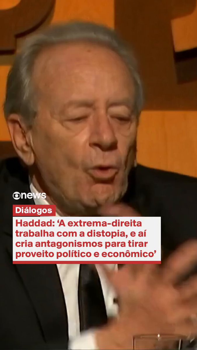 Rapaz! Fernando Haddad, em sua versão professor, dando uma aula sobre o momento distópico que estamos vivendo: "A extrema-direita trabalha com o não projeto, com a distopia, e aí é a coisa de criar o espantalho, de criar o fantasma, de criar o antagonismo, que é a atividade mais primária do ponto de vista intelectual. Você cria antagonismos e navega nos antagonismos para tirar vantagem, tirar proveito político e econômico."