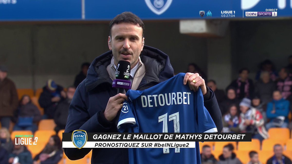 โฝ#Ligue2BKT ๐คฉ Tentez de gagner le maillot de l'ESTAC de Mathys Detourbet dรฉdicacรฉ ! Pour cela donnez-nous votre pronostic du match Troyes - Le Mans avec le #beINLigue2 ! #beINSPORTS #MultiLigue2