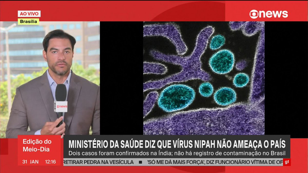 Ministério da Saúde emite comunicado alertando que o vírus Nipah, que contaminou duas pessoas na Índia, não é uma ameaça para o Brasil. O informe diz ainda que o risco de uma pandemia é baixo. ➡️ Assista à #GloboNews: #JornalGloboNews