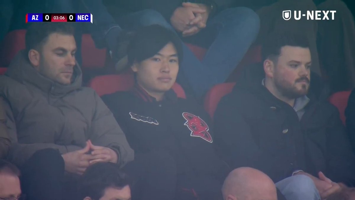移籍が決まった市原吏音がAZの試合観戦 🇳🇱🏟️ 🎥U-NEXTフットボール