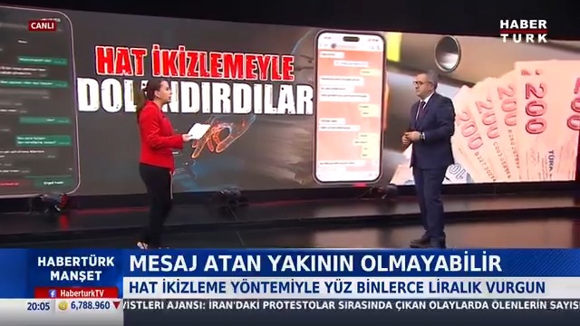 Hatlar dolandırıcıların eline geçiyor Hatları nasıl kopyalıyorlar? Habertürk Muhabiri Elif Yavuz #HabertürkManşet'te Zülfikar Ali Aydın'a anlattı.