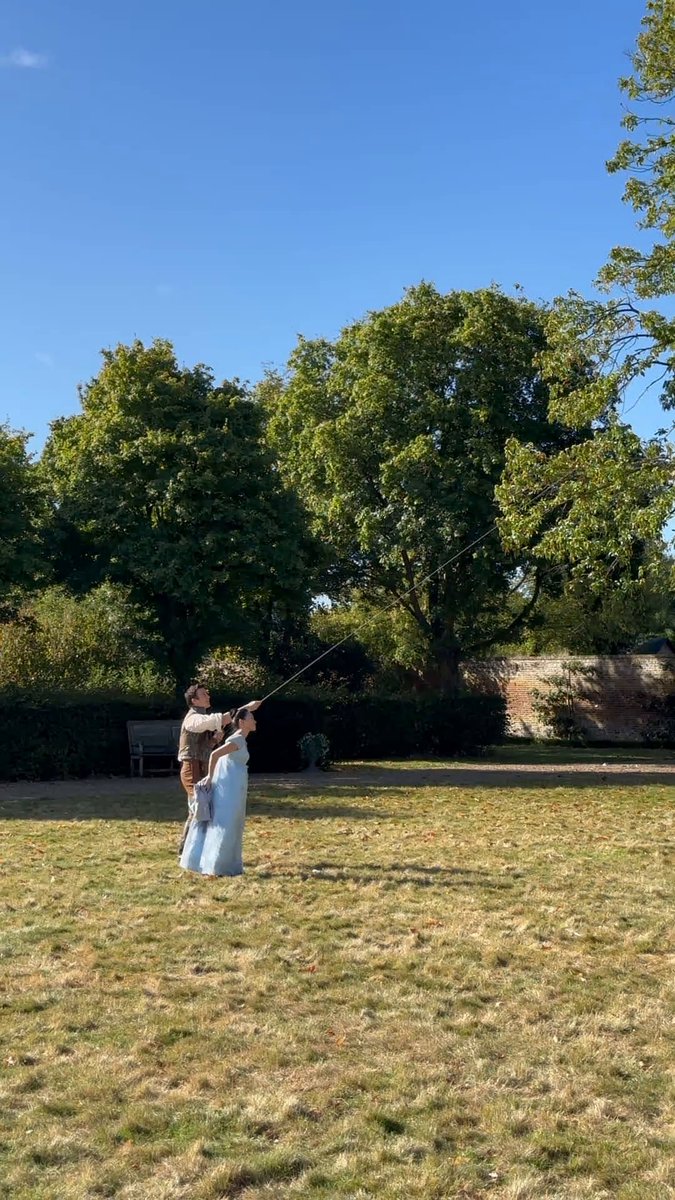 Yerin Ha and Luke Thompson filming the kite scene!