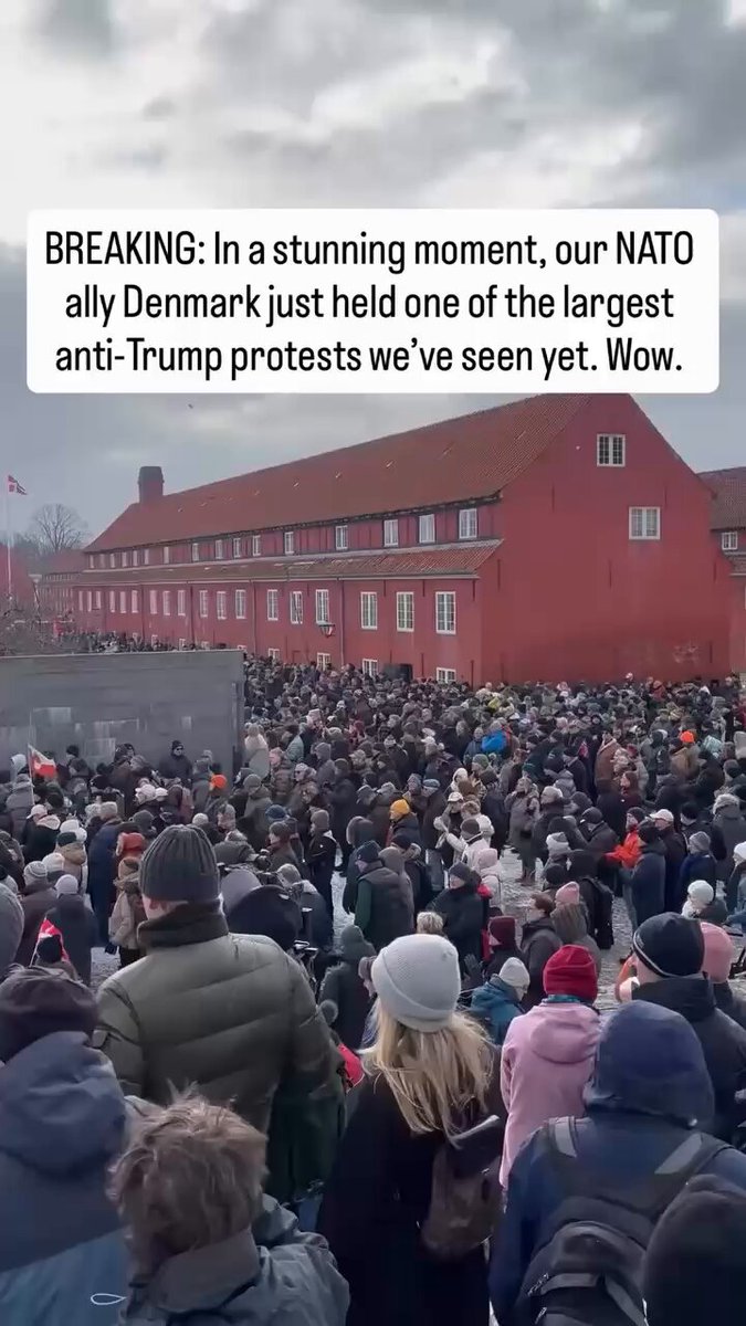 THE BIGGEST PROTEST EVER SEEN IN DENMARK… Minus 14 degrees but they came out against Trump and for Greenland. 🇩🇰