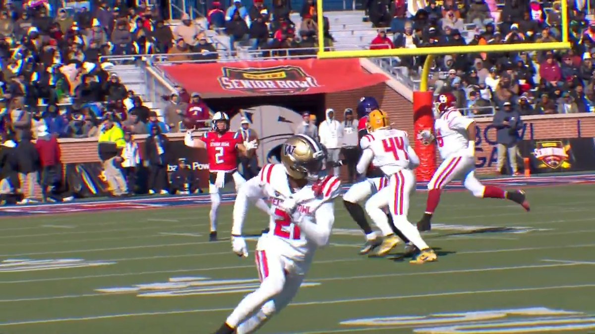 Diego Pavia’s looking like himself early at the Senior Bowl. Also stripped the ball from a defensive lineman after his RB fumbled on the opening drive.