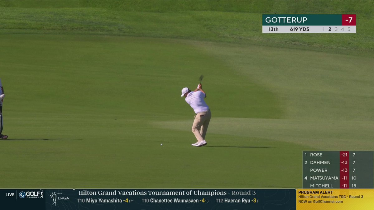 CHRIS GOTTERUP NEAR ALBATROSS ON THE 619 YARD PAR 5. TAP-IN EAGLE. GOLF SHOT.
