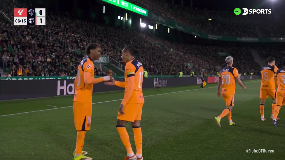 Juju, qué golazo de Lamine Yamal vs. Elche, con pase magistral de Dani Olmo. Ya son ¡27 G+A en 30 partidos! esta temporada. 😮💨