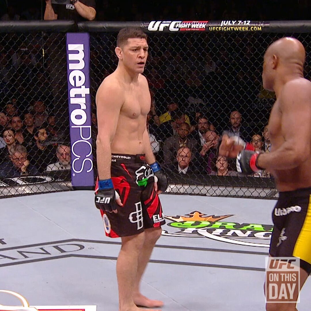 MIND GAMES 🤣 #OnThisDay in 2015, @NickDiaz209 LAID DOWN in the middle of his fight to taunt Anderson Silva!