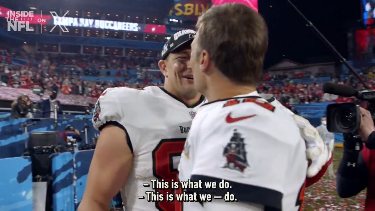 "This is what we do." Tom Brady and Rob Gronkowski connected for 2 TDs to lead the Tampa Bay Buccaneers to a Super Bowl victory 🤝 (Super Bowl LV) @insidethenfl's Top 60 SB Mic'd Up Moments on X
