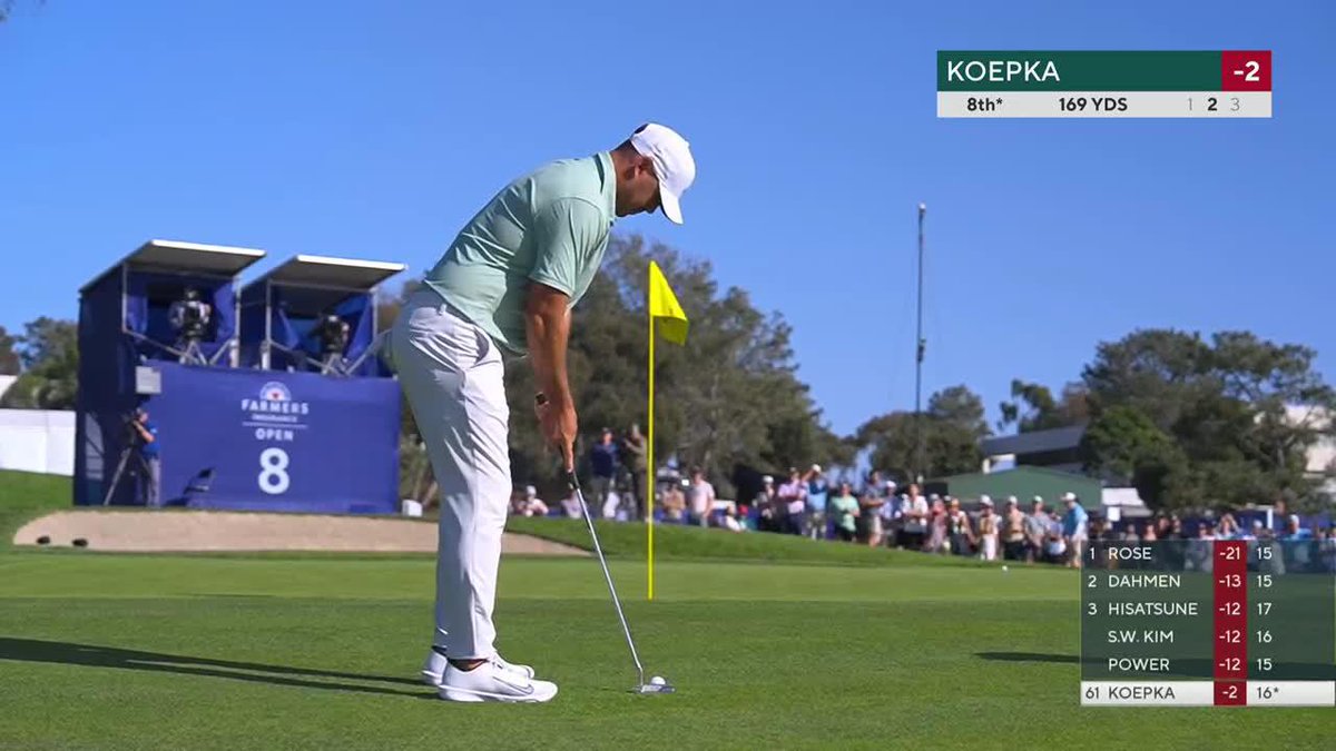 "He's got a few fans out there." Brooks Koepka hears a roar after rolling one in from off the green.