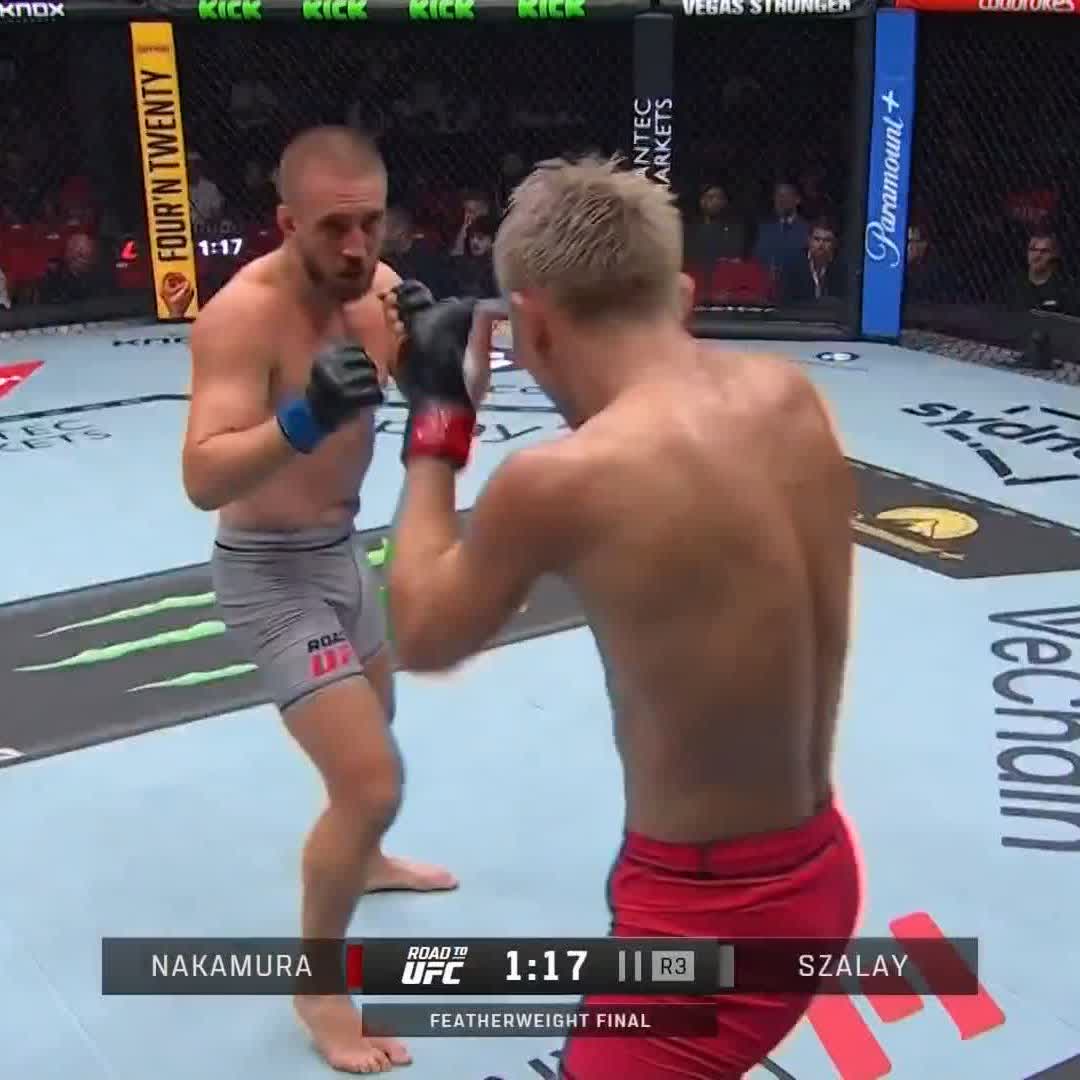 OOOH LE GENOUUUU 💀 🇯🇵 Keiichiro Nakamura couche 🇦🇺 Sebastian Szalay dans le dernier round. #UFC325