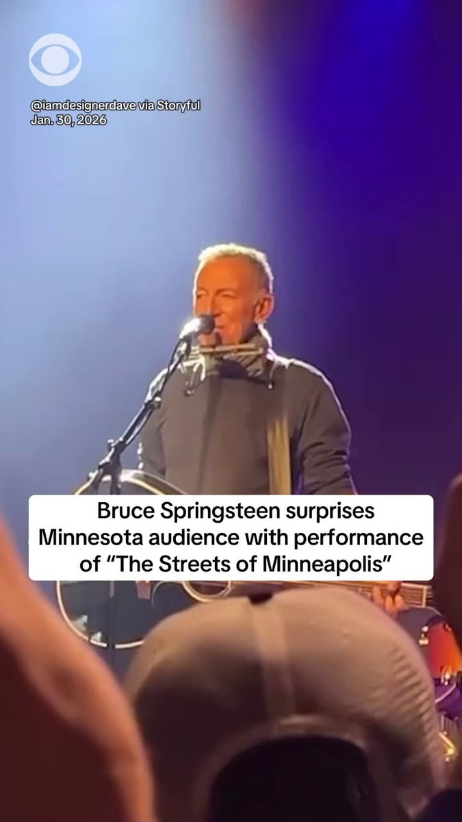 Bruce Springsteen sang his newly released song, “The Streets of Minneapolis” in a surprise appearance at a benefit show in Minneapolis Friday, to raise money for the families of Alex Pretti and Renee Good, who were fatally shot by federal immigration officers earlier this month. “This is for the people of Minneapolis, people of Minnesota and people of our good country of the United States of America,” Springsteen said during his opening.