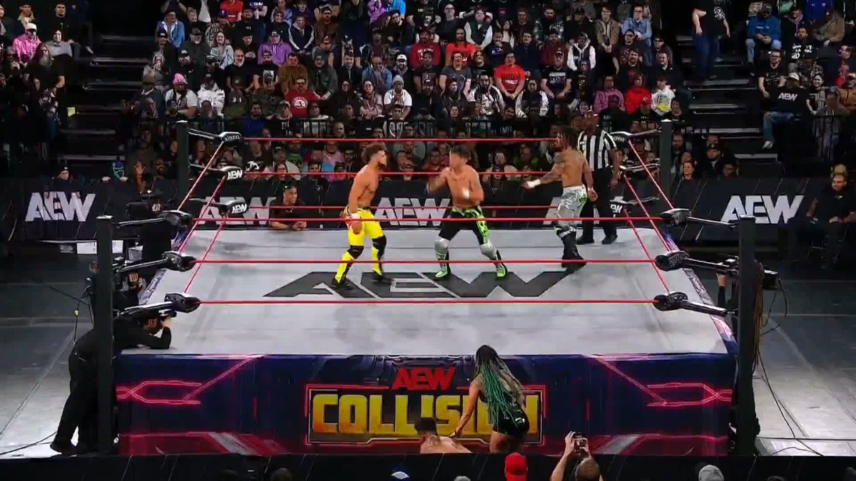An Assisted Splash gets The Rascalz a win in their debut! Watch #AEWCollision LIVE on TNT &amp; HBO Max