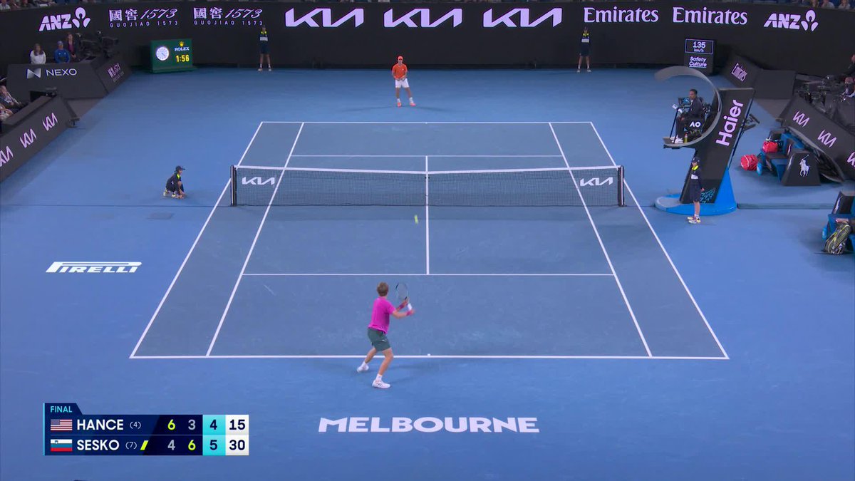 From a set down to champion 🏆 Ziga Sesko defeats Keaton Hance 4-6 6-3 6-4 to win the Australian Open Junior Boys’ Singles title. Wide World of Sports • ESPN • TNT Sports • WOWOWテニス • #AO26