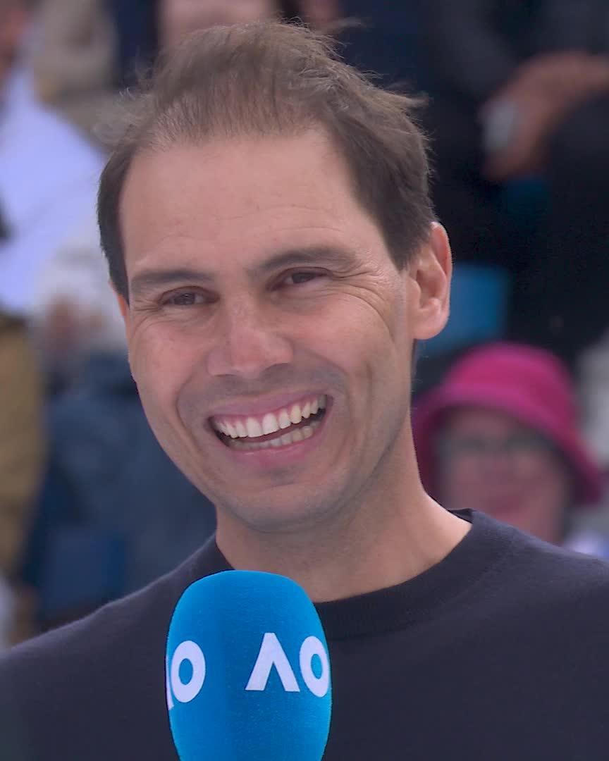 Rafael Nadal with a 💯/10 answer on who he thinks will win the #AO26 men's singles final tonight 😅