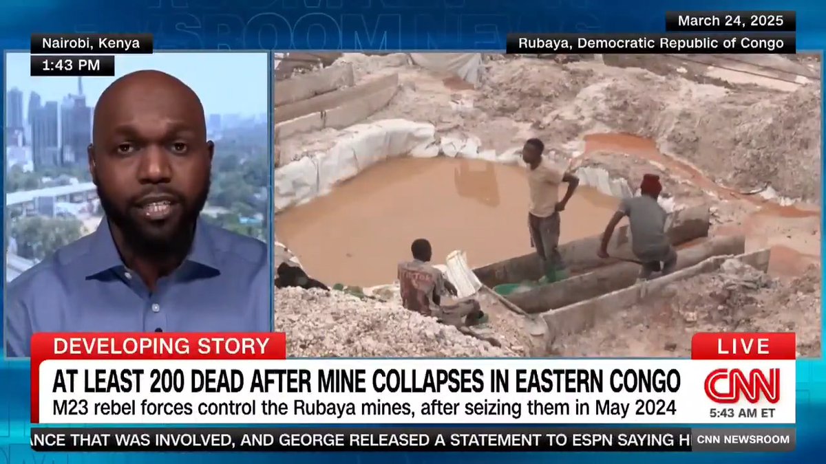 DRC blames Rwanda for cobalt mine collapse that killed 200+ people in M23/AFC-controlled Rubaya. CNN has asked Kigali for comment. "Mainly artisanal diggers, forced to carry out intense work due to the wild & illegal exploitation of Congolese natural resources by Rwanda/M23"