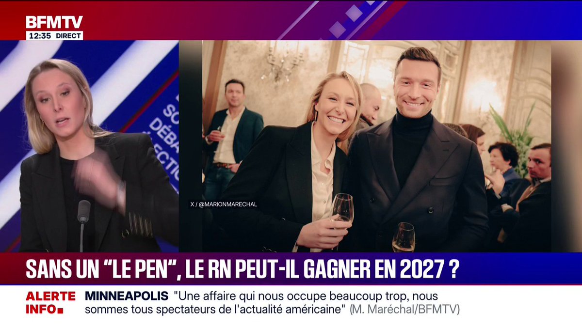 Présidentielle 2027: "Il me semble s'y préparer très sérieusement [...] moi, je suis sereine sur sa capacité à pouvoir porter ce combat", explique Marion Maréchal au sujet de Jordan Bardella