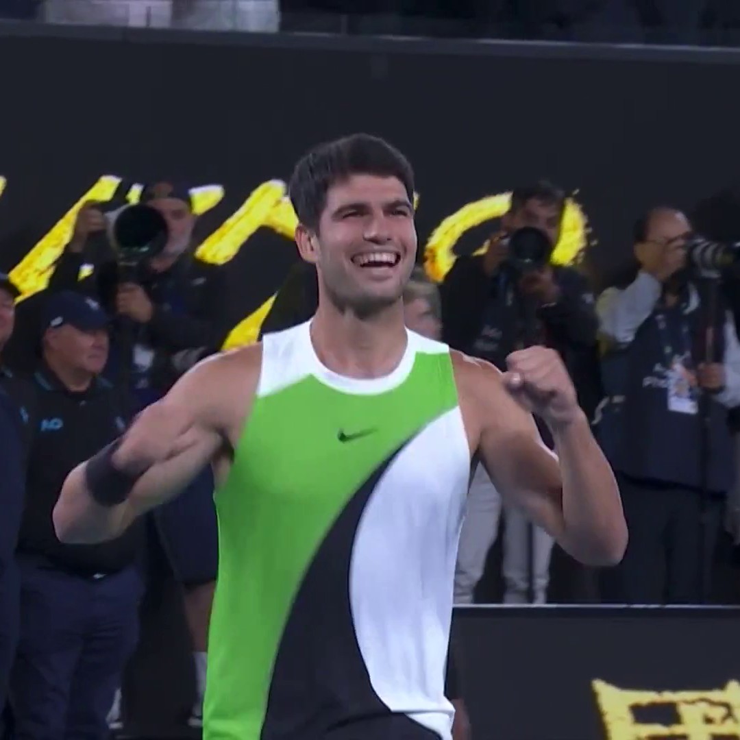 Look at what it means 🥹💙 Carlos Alcaraz is an Australian Open champion for the first time in his career 🏆🇦🇺