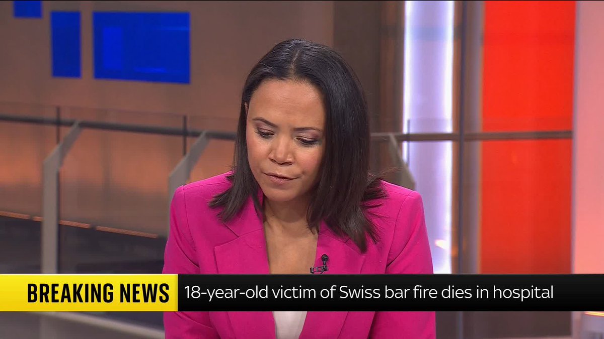 BREAKING: An 18-year-old victim of the New Year's Eve Swiss bar fire has died in hospital, bringing the fatalities up to 41. 📺 Sky 501, Virgin 602, Freeview 233 and YouTube