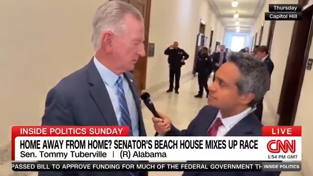 NEW: Alabama senator... Florida address? Sen. Tommy Tuberville's gubernatorial opponent says he's a Florida man... and shouldn't be eligible to run for Alabama governor, but Tuberville tells Manu Raju he is. #InsidePolitics