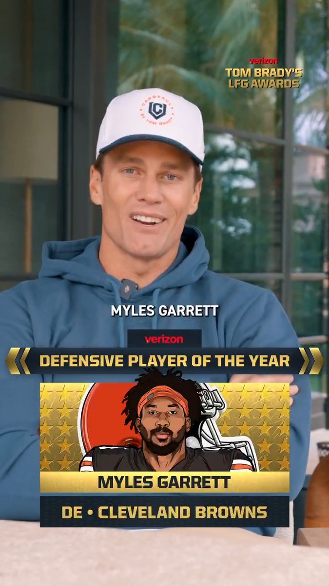 A season for the history books 😤 Congratulations to Cleveland Browns DE Myles Garrett on being named Tom Brady's #LFG Defensive Player of the Year!