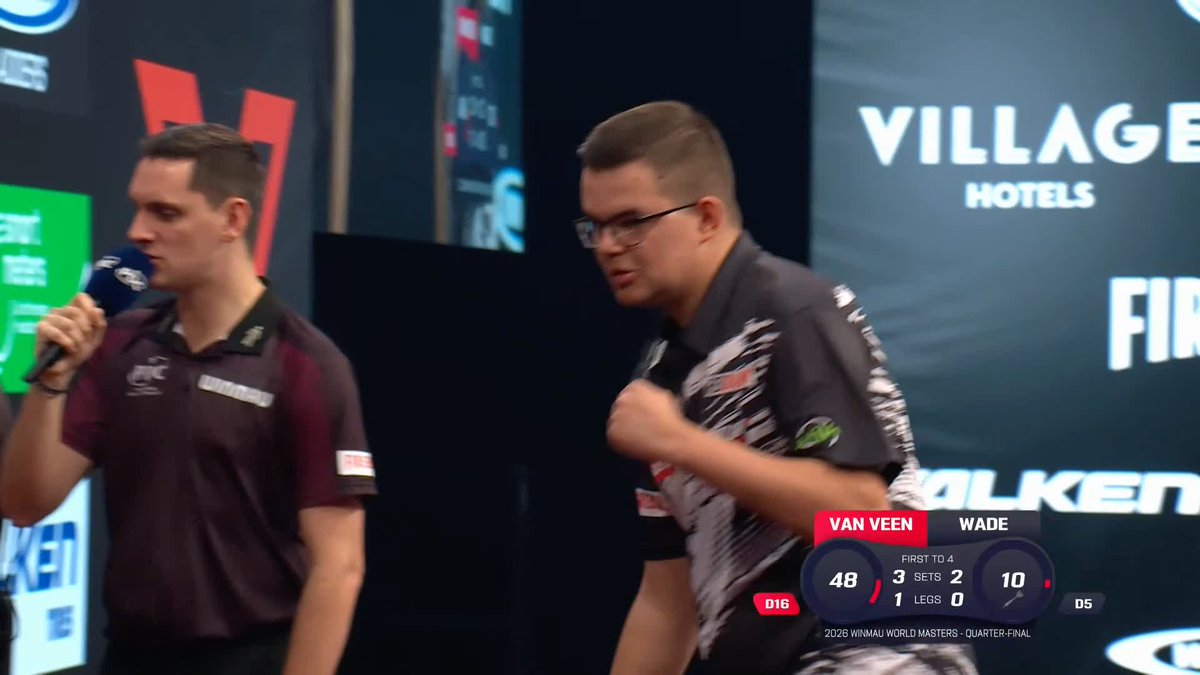 VAN VEEN DOWNS WADE! Gian van Veen defeats James Wade in a high-quality match, with the Dutch number one hitting 73% of his doubles! 📺 #WinmauWorldMasters | QF