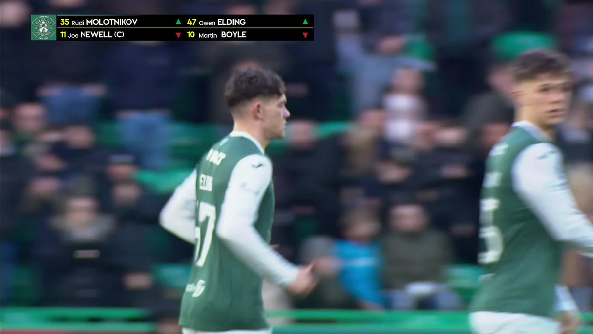 Owen Elding on for his Hibs debut against Rangers at Easter Road- love it!