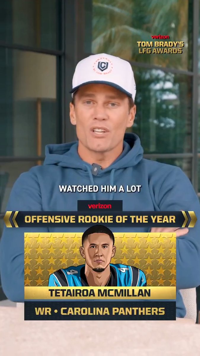 🐾 Tom Brady's #LFG Offensive Rookie of the Year belongs to Carolina Panthers WR Tetairoa McMillan!