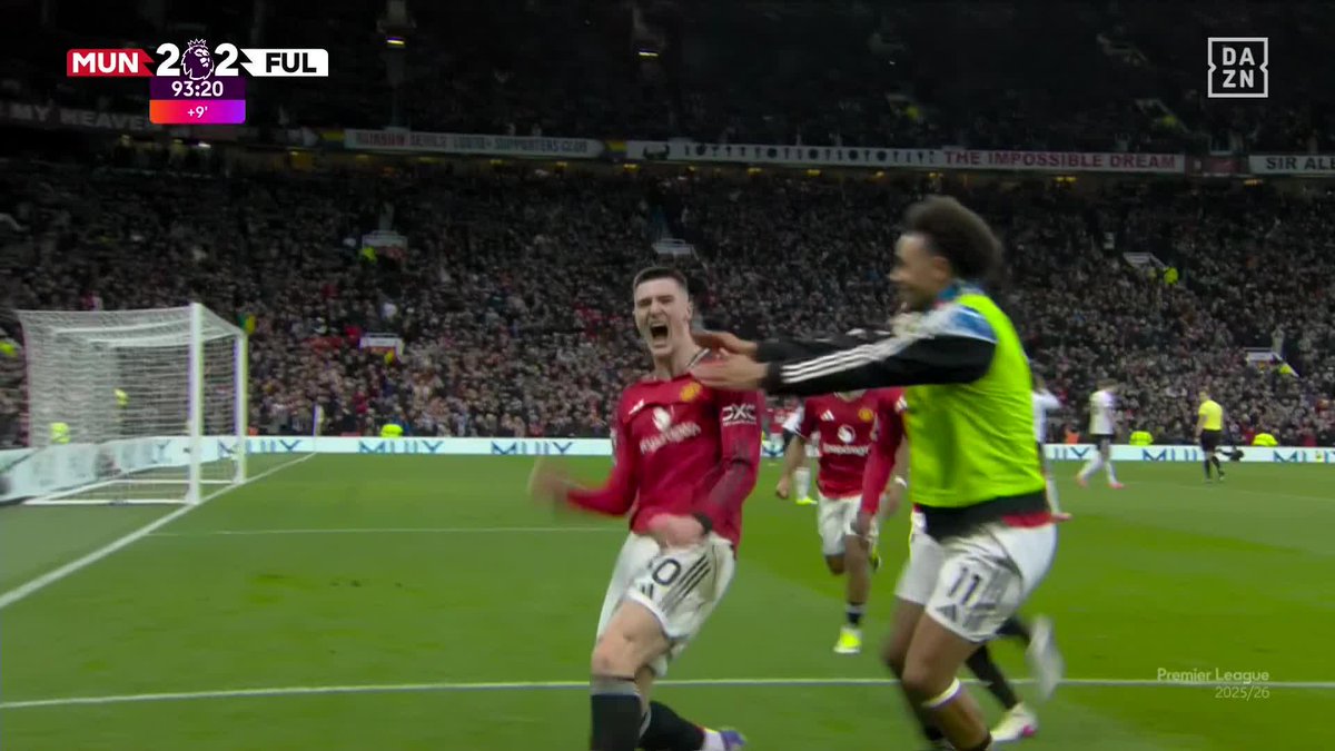 ¡EN EL 94! ¡DESPUÉS DE ENCAJAR EL EMPATE EN EL 92! ¡LO GANA EL UNITED! Apelando a la épica para conseguir la tercera victoria consecutiva 🔥 #PremierLeagueDAZN 🏴󠁧󠁢󠁥󠁮󠁧󠁿⚽️