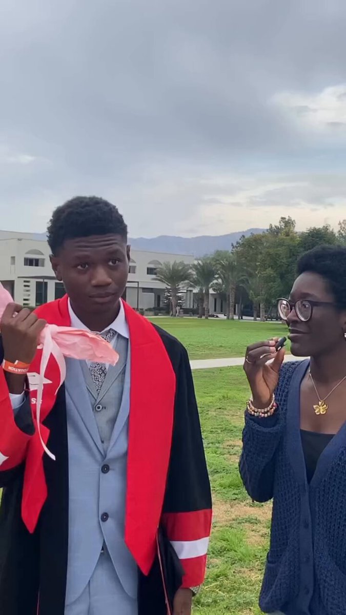 Interviewer : what’s one thing that got you through school Guy : SeyiVibez