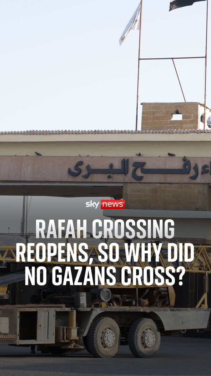Rafah crossing reopens, so why did no Gazans cross? Sky's Middle East correspondent Adam Parsons explains why no one from Gaza crossed the Rafah crossing after it was reopened as part of the American peace plan.