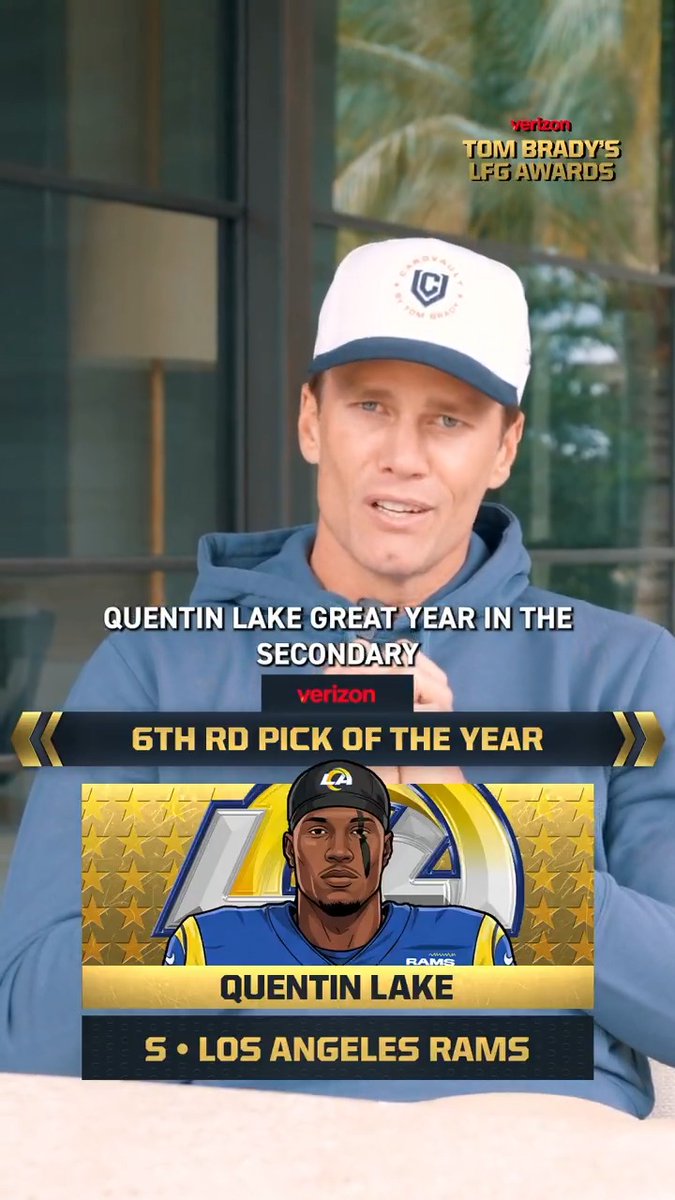 An award near and dear to Tom Brady's heart 🫶🏆 The #LFG 6th Round Pick of the Year belongs to Los Angeles Rams safety Quentin Lake!