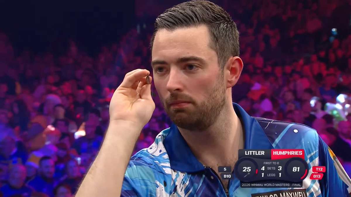 HUMPHRIES DRAWS IT LEVEL! That is CLUTCH! Luke Humphries takes out 81 after Luke Littler missed a dart at the bullseye to lead 5-3, and we're all square at 4-4! 📺 #WinmauWorldMasters | Final