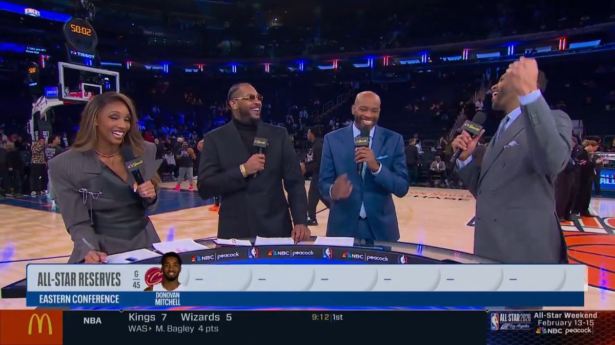 Maria, Melo, VInce, &amp; T-Mac had awesome reactions to learning Jalen is an All Star 🥹 NBA on NBC and Peacock
