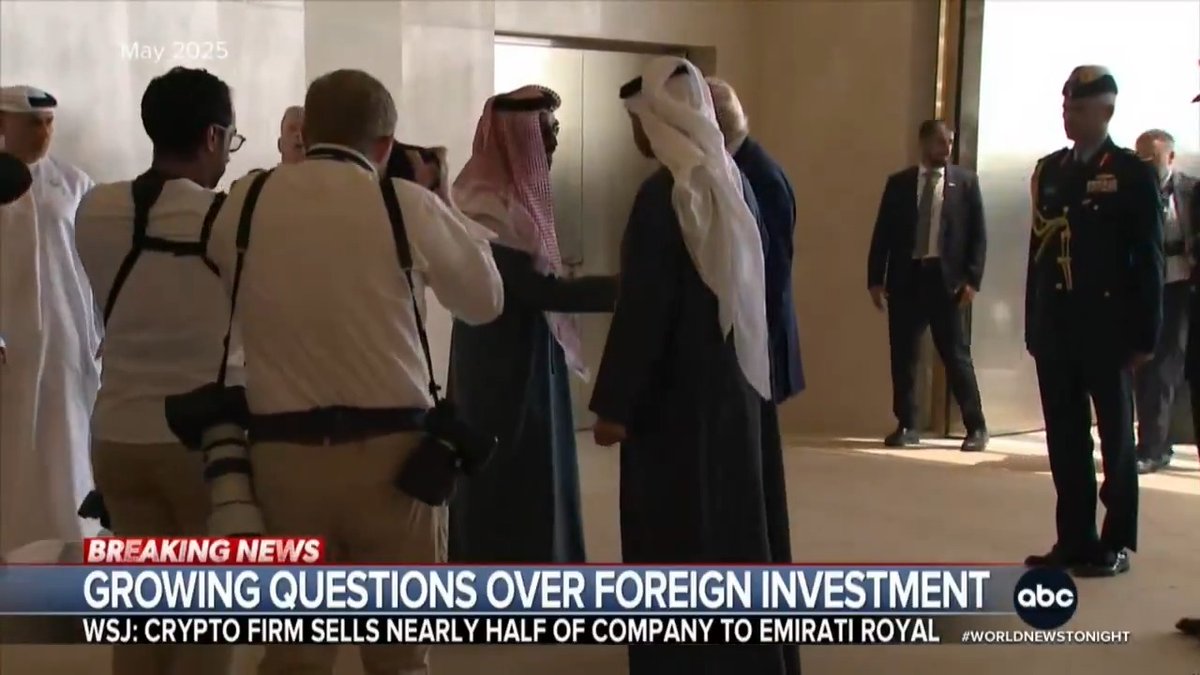 .@SelinaWangtv reports on the Trump’s family selling a portion of their cryptocurrency firm for an Emirati royal. The Wall Street Journal revealed the sale of 49% for $500 million days before Trump returned to office raises potential conflicts of interest.